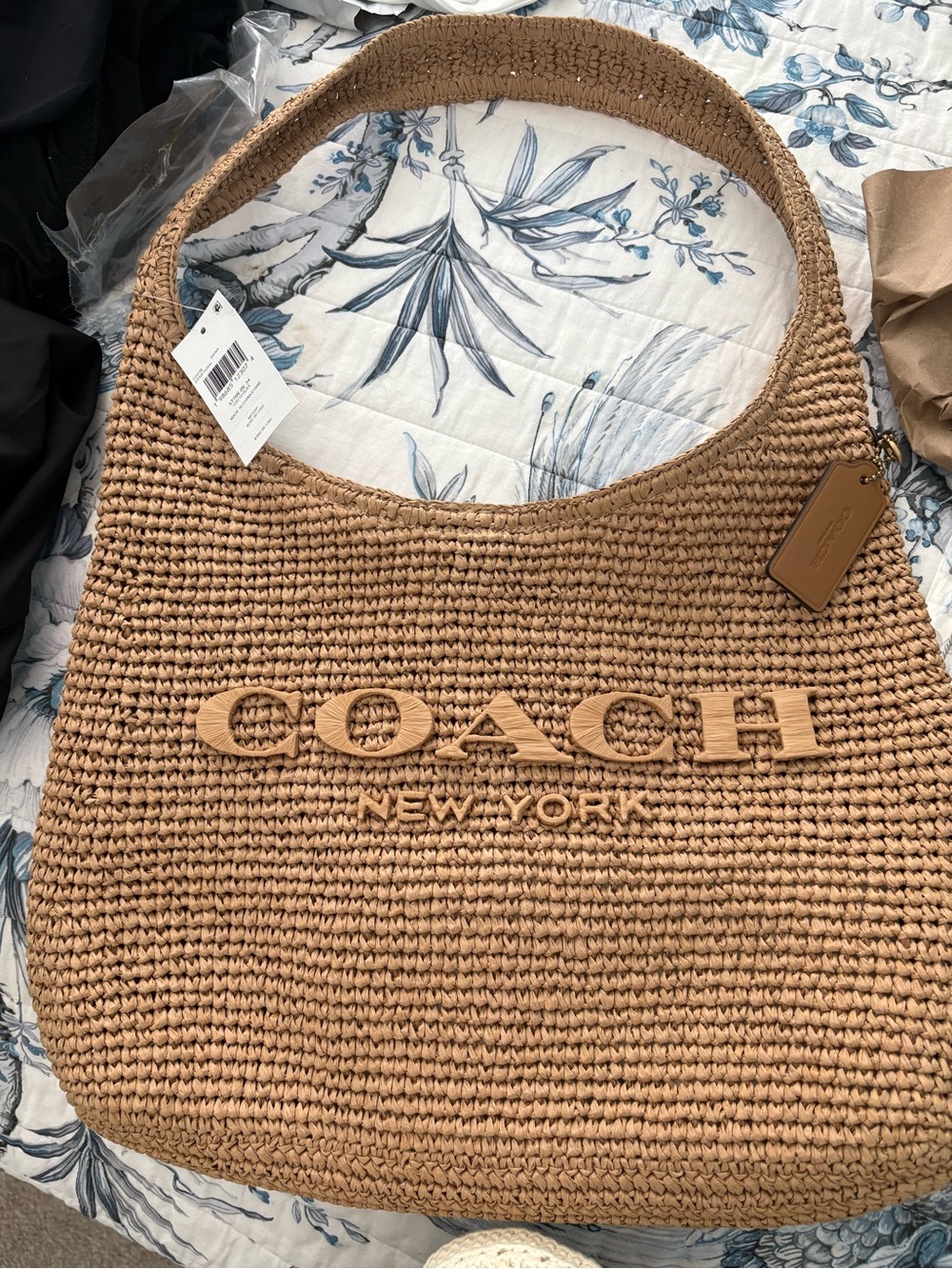 Coach Woven Straw Tote in Tan